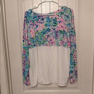 Lilly Pulitzer Women XL Finn Tropical Print Long Sleeve